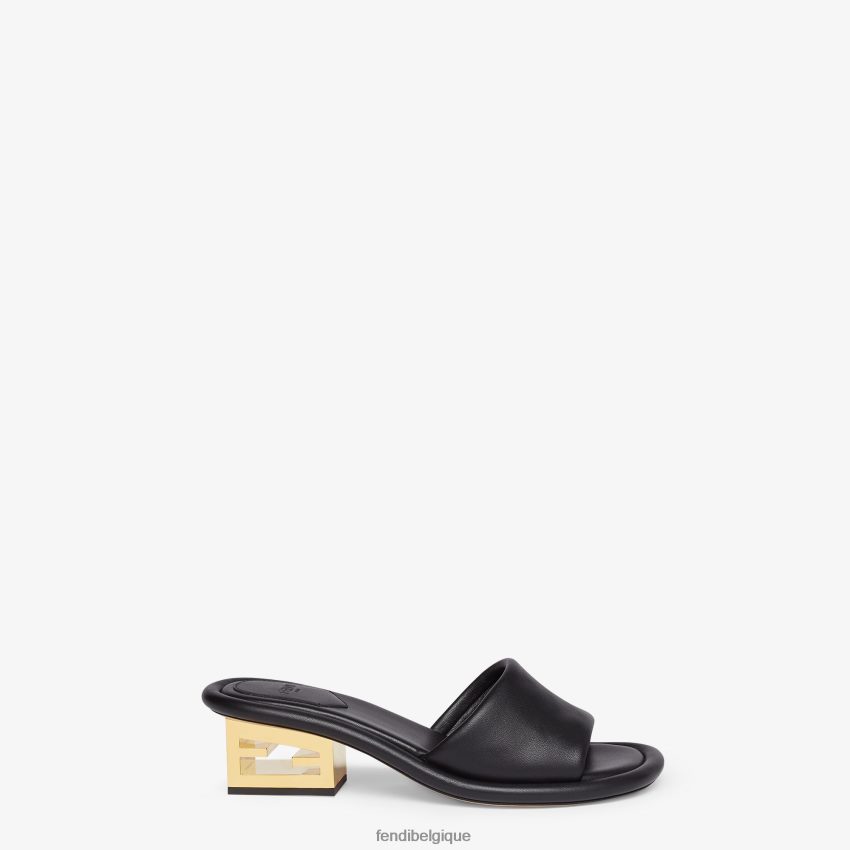 chaussures Fendi claquettes en cuir nappa noir femmes 8X8J2J1293 Fendi Lunette De Soleil