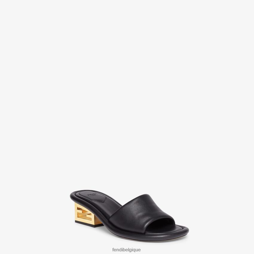 chaussures Fendi claquettes en cuir nappa noir femmes 8X8J2J1293 Fendi Lunette De Soleil