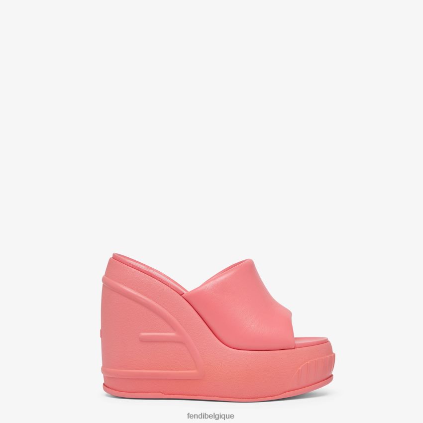 chaussures Fendi claquettes en cuir nappa rose femmes 8X8J2J1330 Fendi Sac