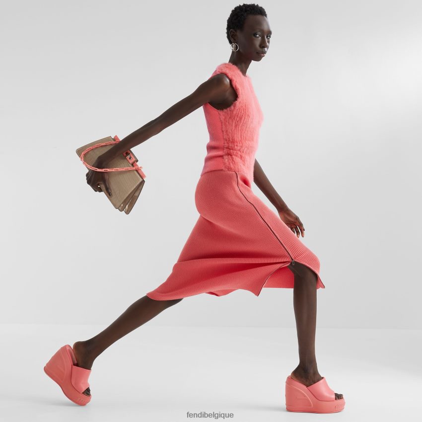 chaussures Fendi claquettes en cuir nappa rose femmes 8X8J2J1330 Fendi Sac