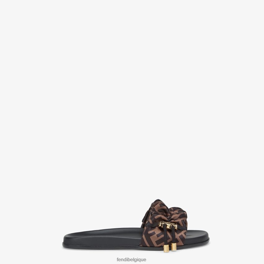 chaussures Fendi claquettes en satin brun femmes 8X8J2J1270 Fendi Sac