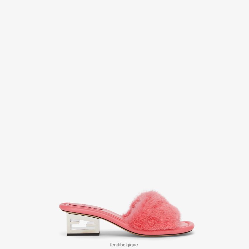 chaussures Fendi diapositives de vison rose femmes 8X8J2J1322 Fendi Belgique