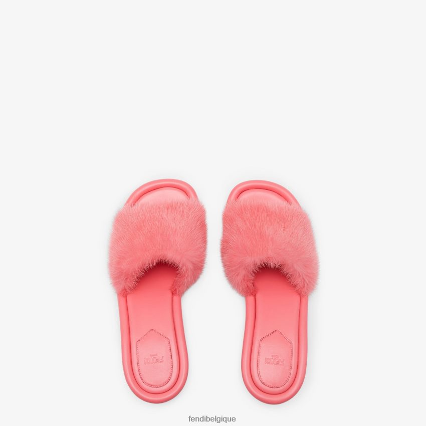 chaussures Fendi diapositives de vison rose femmes 8X8J2J1322 Fendi Belgique