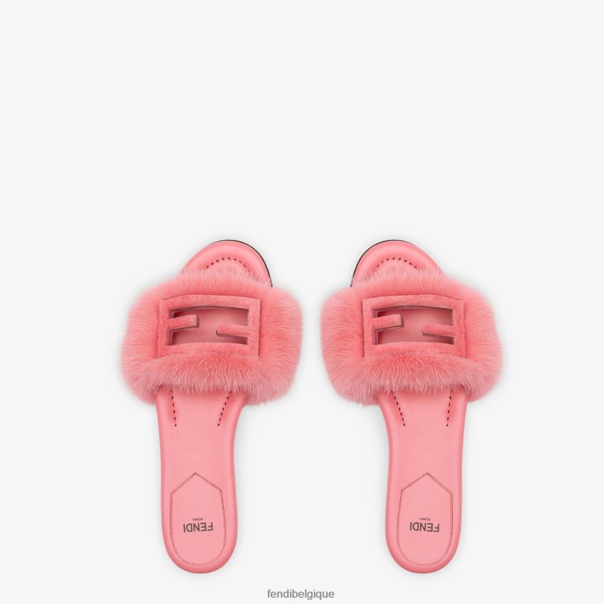 chaussures Fendi diapositives de vison rose femmes 8X8J2J1332 Fendi Lunette De Soleil