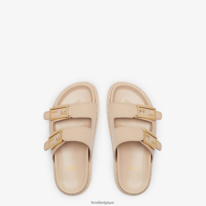 chaussures Fendi sentir les diapositives en cuir beige femmes 8X8J2J1393 Fendi Sac