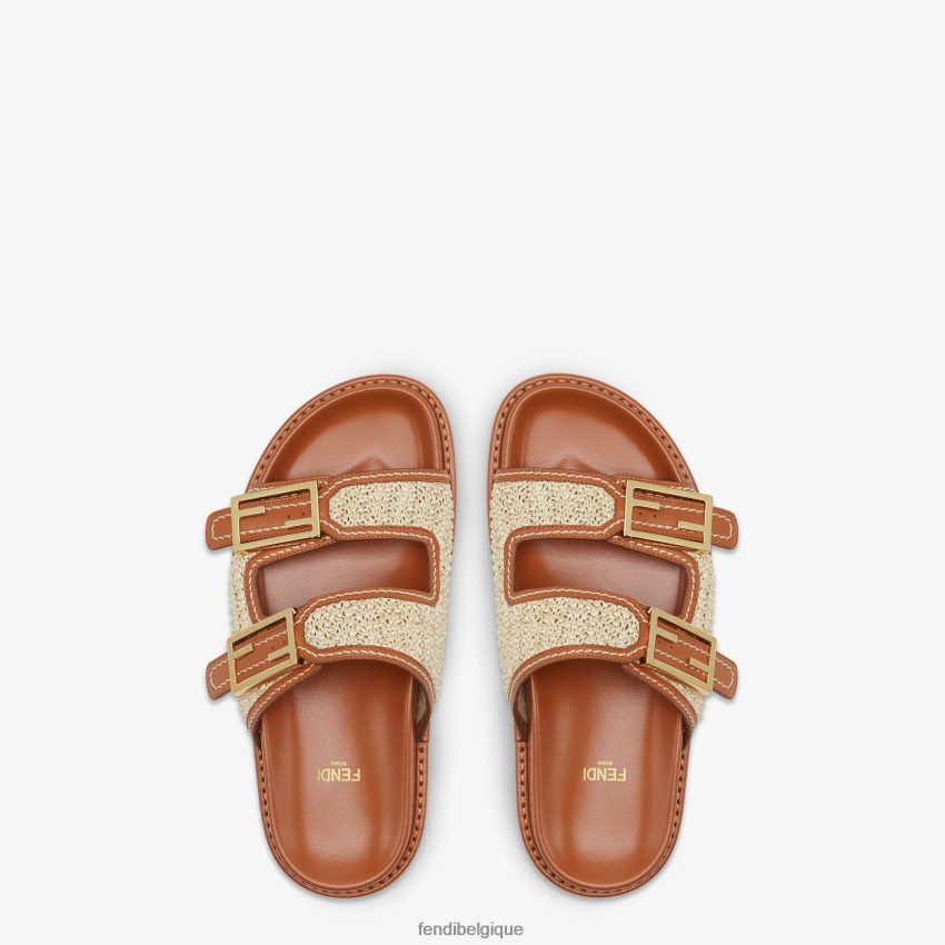 chaussures Fendi sentir les diapositives en cuir brun femmes 8X8J2J1273 Fendi Sac