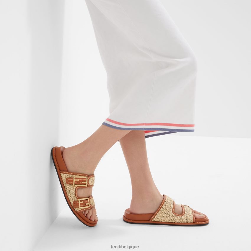 chaussures Fendi sentir les diapositives en cuir brun femmes 8X8J2J1273 Fendi Sac