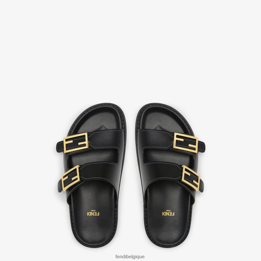 chaussures Fendi sentir les diapositives en cuir noir femmes 8X8J2J1315 Fendi Sac