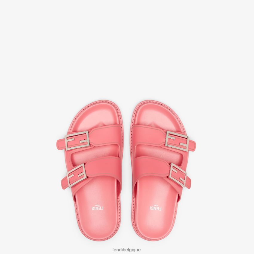 chaussures Fendi sentir les diapositives en cuir rose femmes 8X8J2J1302 Fendi Lunette De Soleil