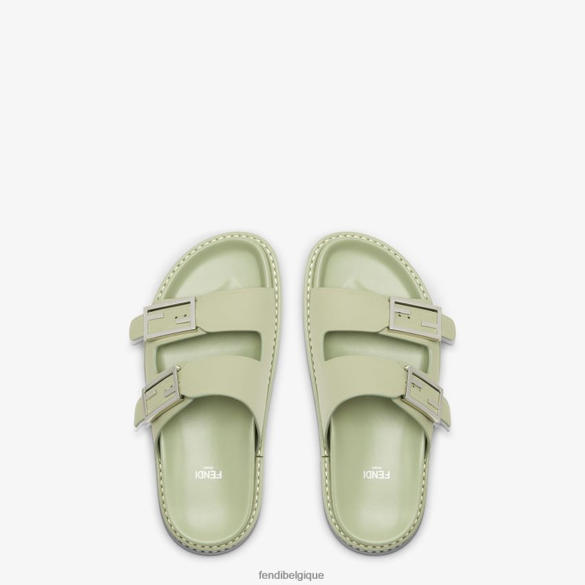 chaussures Fendi sentir les diapositives en cuir vert femmes 8X8J2J1303 Fendi Sac