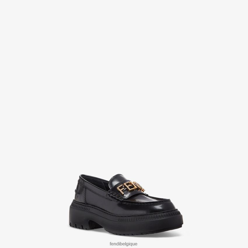chaussures Fendi mocassins en cuir noir femmes 8X8J2J1363 Fendi Sac