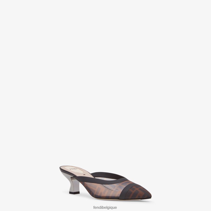 chaussures Fendi sabots à talon moyen en cuir et mesh mode femmes 8X8J2J1404 Fendi Lunette De Soleil