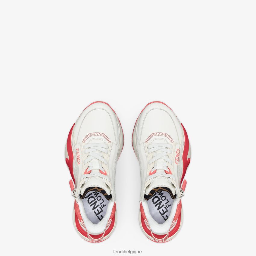 chaussures Fendi baskets basses en cuir blanc femmes 8X8J2J1398 Fendi Lunette De Soleil