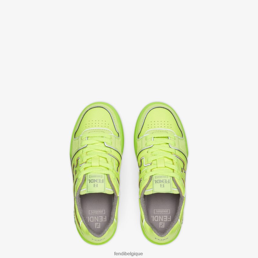 chaussures Fendi baskets basses en cuir fluo jaune femmes 8X8J2J1318 Fendi Sac