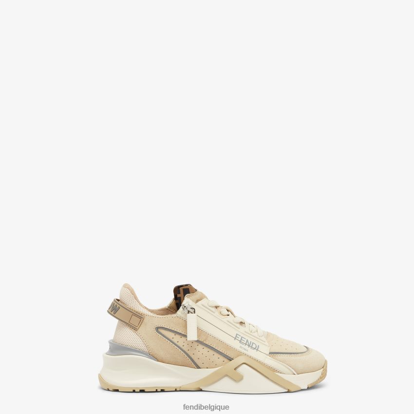 chaussures Fendi baskets basses en daim blanc femmes 8X8J2J1288 Fendi Sac