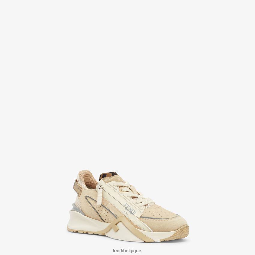 chaussures Fendi baskets basses en daim blanc femmes 8X8J2J1288 Fendi Sac