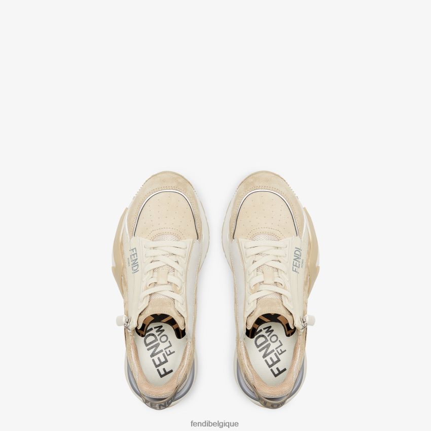 chaussures Fendi baskets basses en daim blanc femmes 8X8J2J1288 Fendi Sac