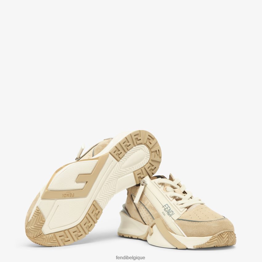 chaussures Fendi baskets basses en daim blanc femmes 8X8J2J1288 Fendi Sac