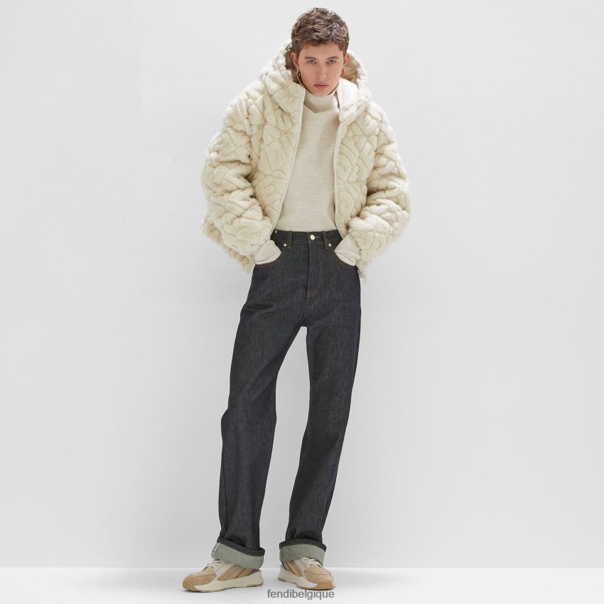 chaussures Fendi baskets basses en daim blanc femmes 8X8J2J1288 Fendi Sac