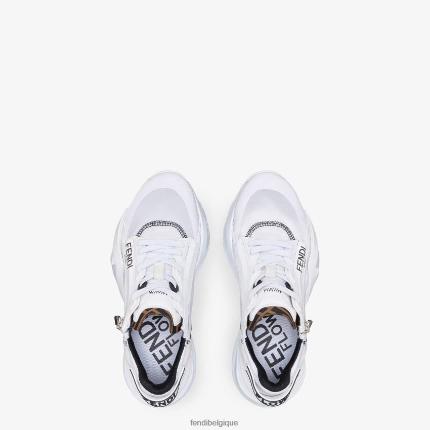 chaussures Fendi baskets basses en nylon et daim blanc femmes 8X8J2J1289 Fendi Belgique