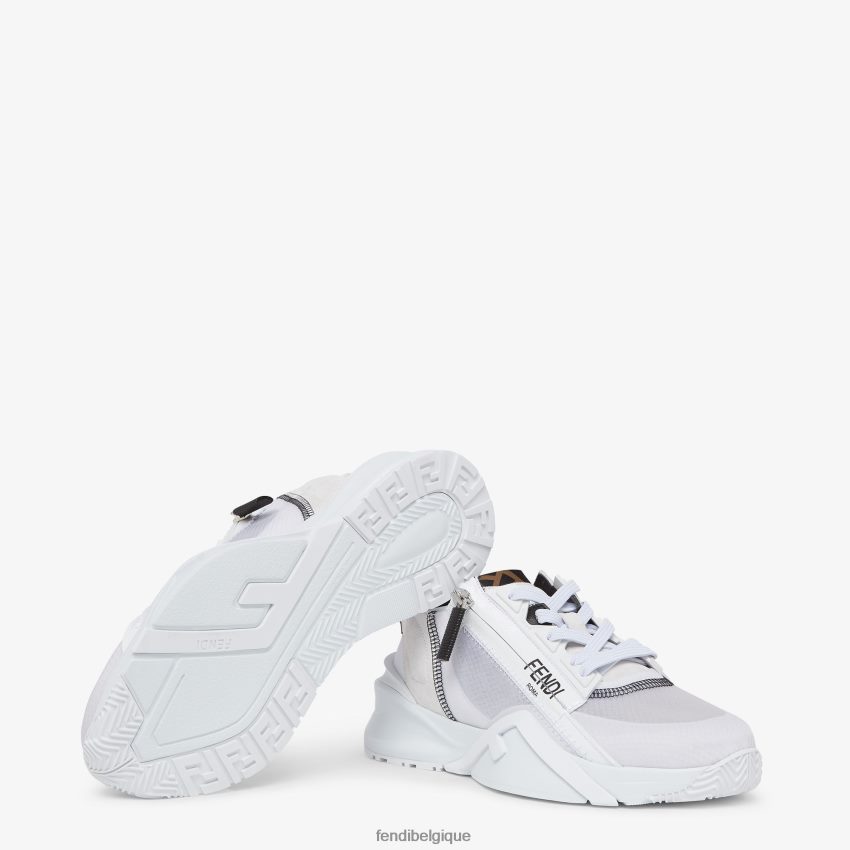 chaussures Fendi baskets basses en nylon et daim blanc femmes 8X8J2J1289 Fendi Belgique