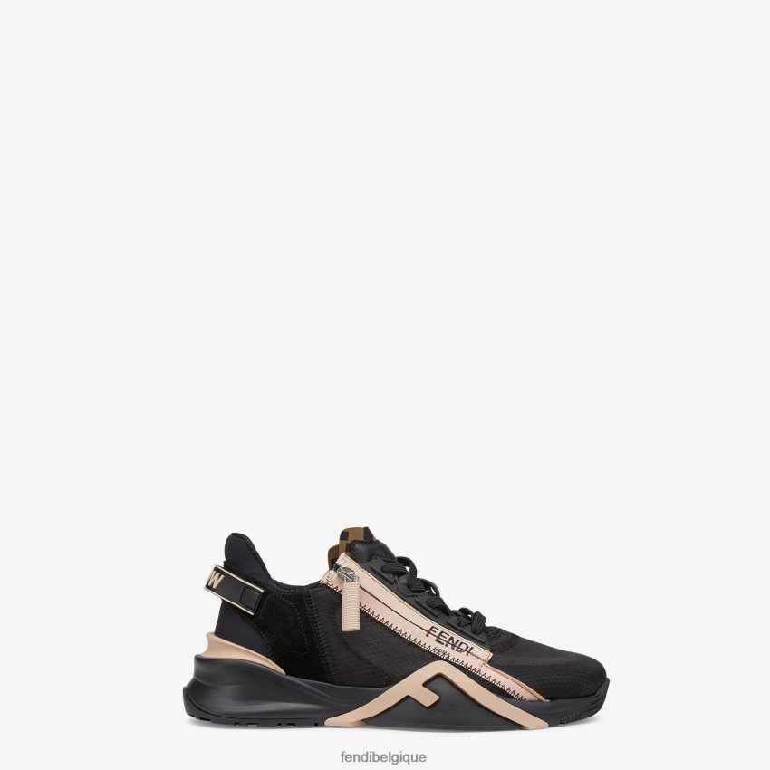 chaussures Fendi baskets basses en nylon et daim noir femmes 8X8J2J1389 Fendi Lunette De Soleil