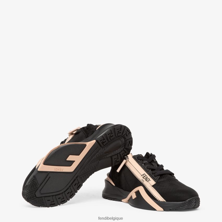 chaussures Fendi baskets basses en nylon et daim noir femmes 8X8J2J1389 Fendi Lunette De Soleil