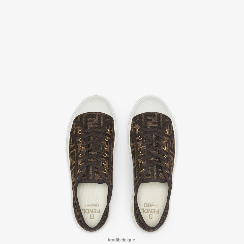 chaussures Fendi baskets basses en tissu ff brun femmes 8X8J2J1335 Fendi Lunette De Soleil