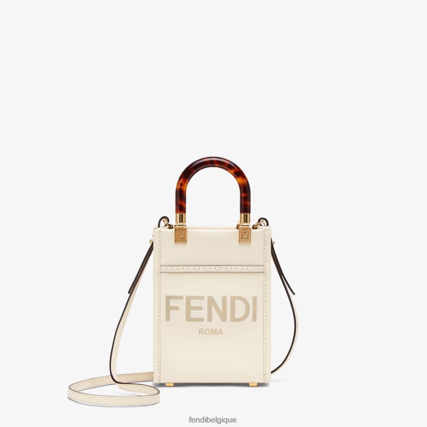 accessoires Fendi mini-sac Sunshine Shopper en cuir blanc femmes 8X8J2J854 Fendi Belgique