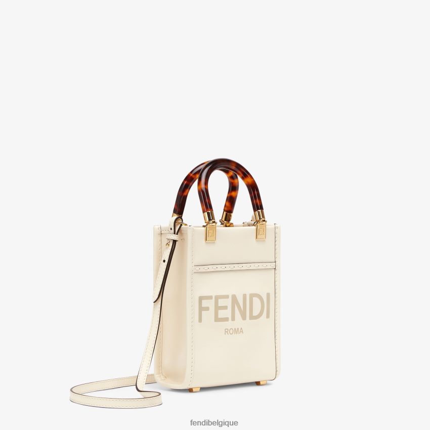 accessoires Fendi mini-sac Sunshine Shopper en cuir blanc femmes 8X8J2J854 Fendi Belgique