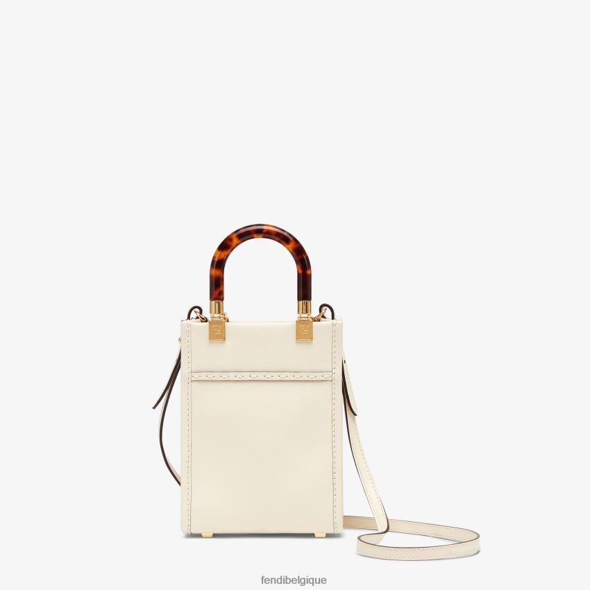 accessoires Fendi mini-sac Sunshine Shopper en cuir blanc femmes 8X8J2J854 Fendi Belgique