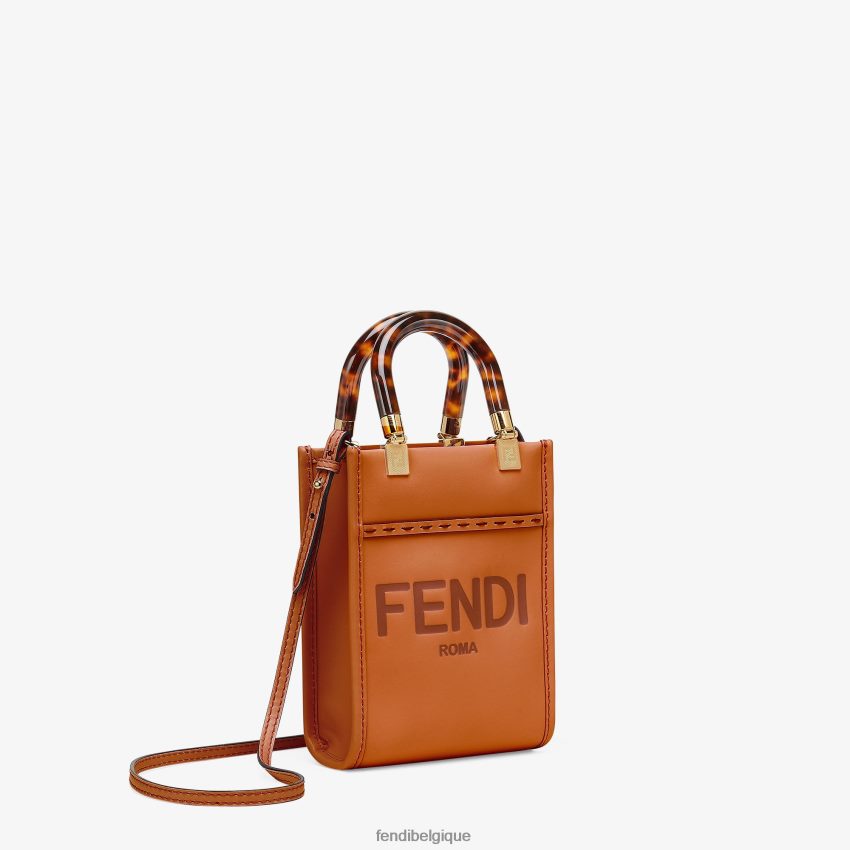 accessoires Fendi mini-sac Sunshine Shopper en cuir brun femmes 8X8J2J681 Fendi Lunette De Soleil