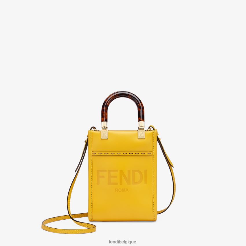 accessoires Fendi mini-sac Sunshine Shopper en cuir jaune femmes 8X8J2J885 Fendi Lunette De Soleil