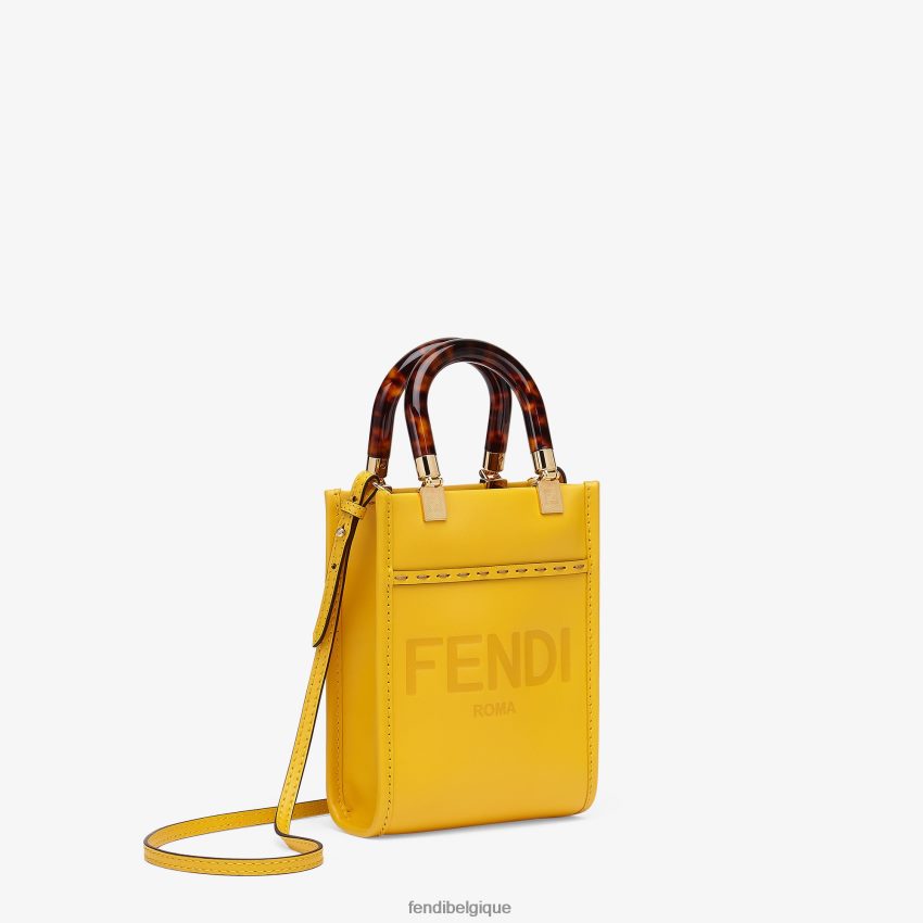 accessoires Fendi mini-sac Sunshine Shopper en cuir jaune femmes 8X8J2J885 Fendi Lunette De Soleil