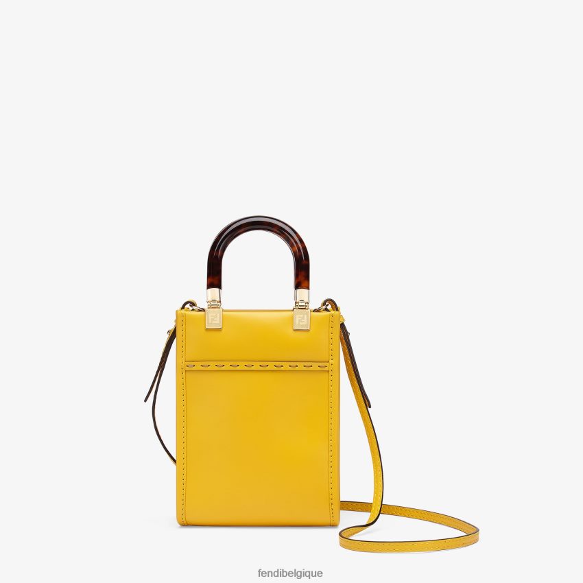 accessoires Fendi mini-sac Sunshine Shopper en cuir jaune femmes 8X8J2J885 Fendi Lunette De Soleil