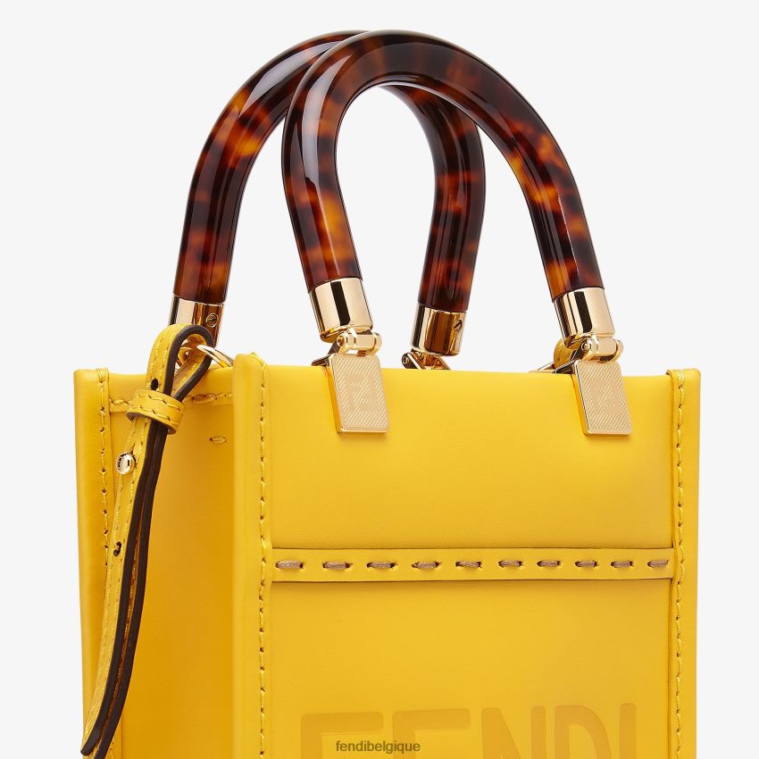 accessoires Fendi mini-sac Sunshine Shopper en cuir jaune femmes 8X8J2J885 Fendi Lunette De Soleil