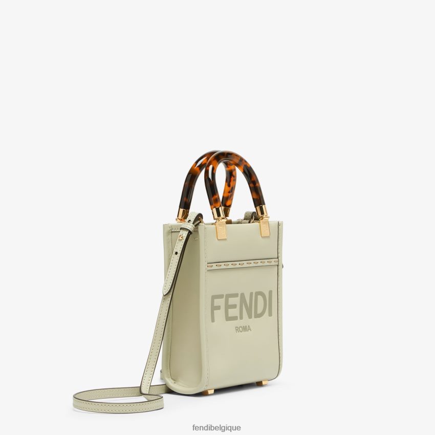 accessoires Fendi mini-sac Sunshine Shopper en cuir vert femmes 8X8J2J733 Fendi Sac