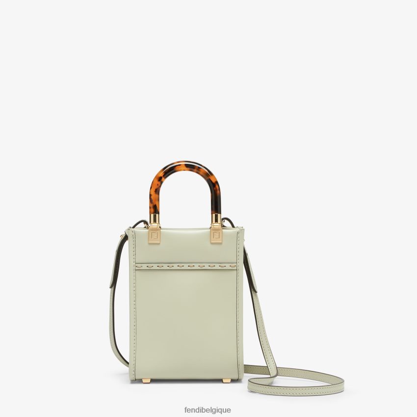 accessoires Fendi mini-sac Sunshine Shopper en cuir vert femmes 8X8J2J733 Fendi Sac
