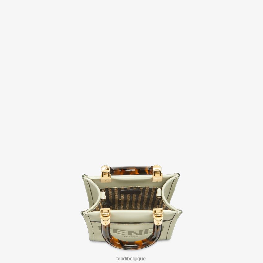 accessoires Fendi mini-sac Sunshine Shopper en cuir vert femmes 8X8J2J733 Fendi Sac