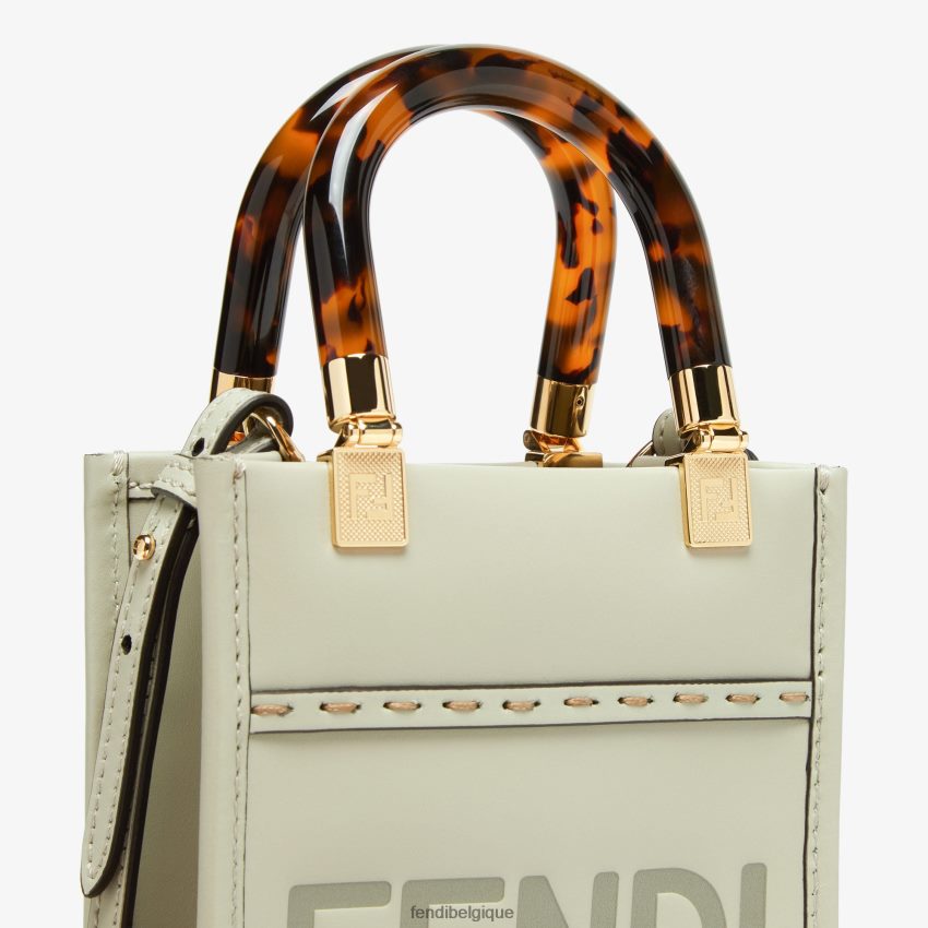 accessoires Fendi mini-sac Sunshine Shopper en cuir vert femmes 8X8J2J733 Fendi Sac