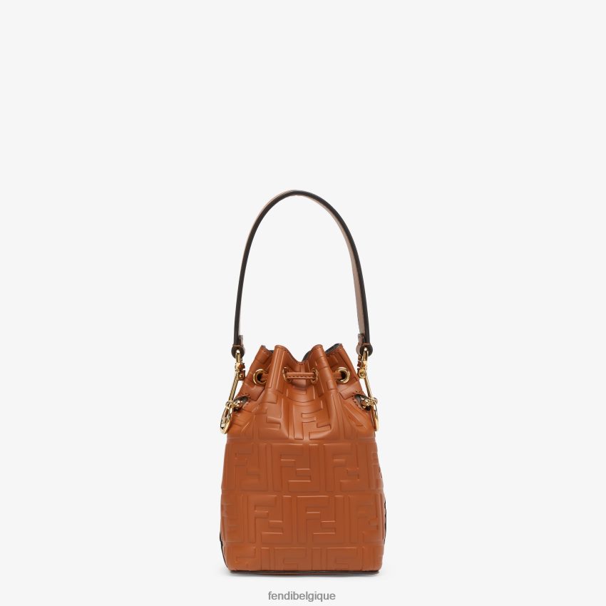 accessoires Fendi mini-sac en cuir avec motif ff brun femmes 8X8J2J657 Fendi Lunette De Soleil