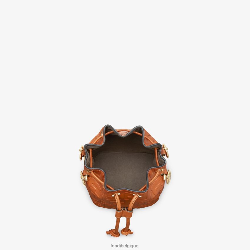 accessoires Fendi mini-sac en cuir avec motif ff brun femmes 8X8J2J657 Fendi Lunette De Soleil