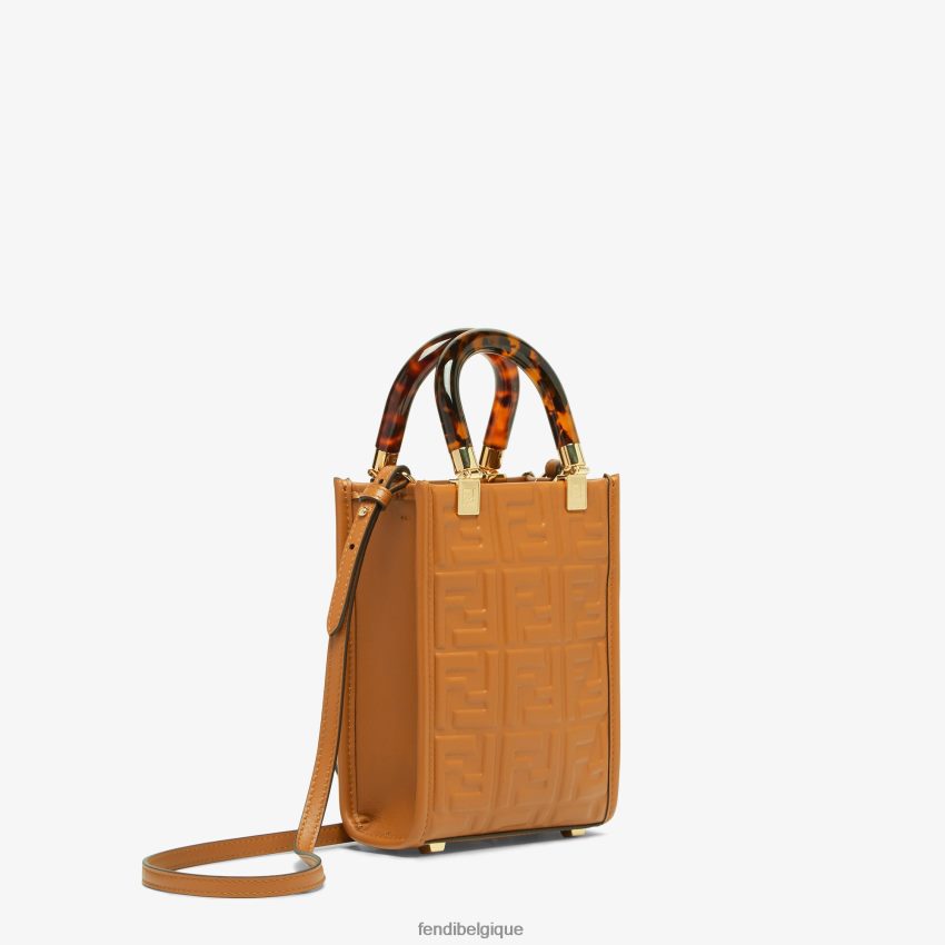 accessoires Fendi mini-sac en cuir avec motif ff brun femmes 8X8J2J757 Fendi Sac