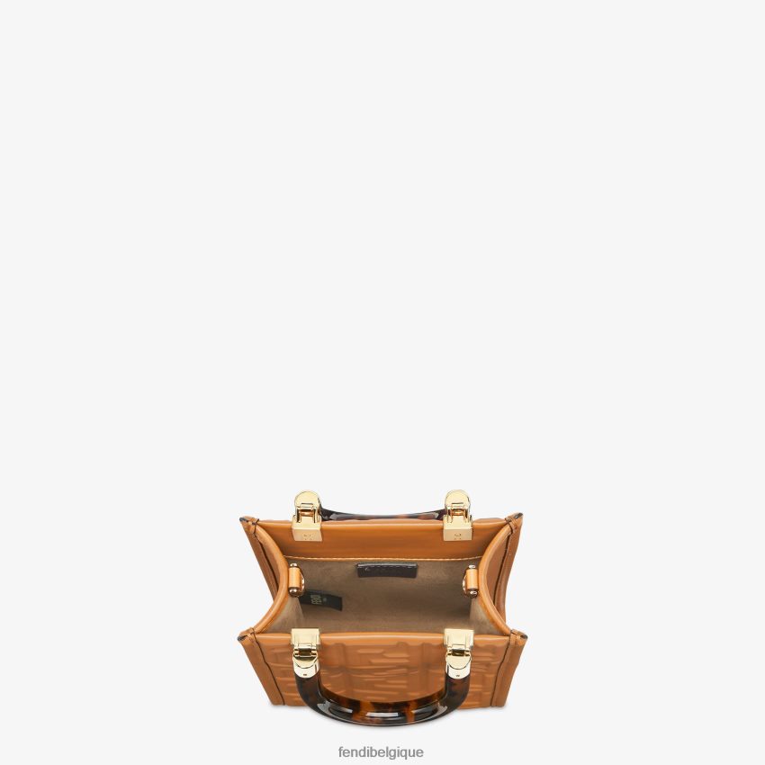 accessoires Fendi mini-sac en cuir avec motif ff brun femmes 8X8J2J757 Fendi Sac