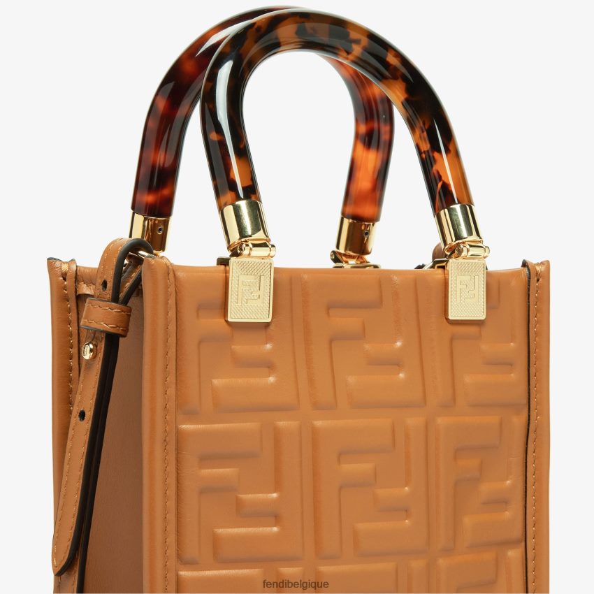 accessoires Fendi mini-sac en cuir avec motif ff brun femmes 8X8J2J757 Fendi Sac