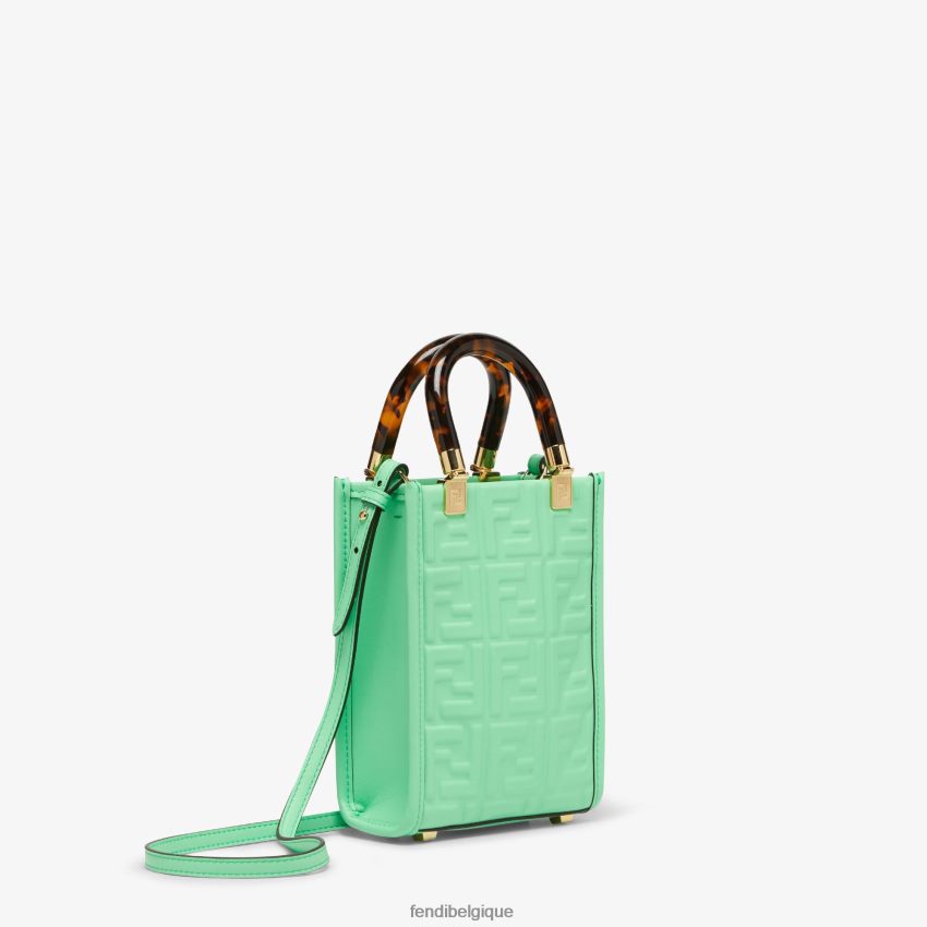 accessoires Fendi mini-sac en cuir avec motif ff vert femmes 8X8J2J727 Fendi Sac