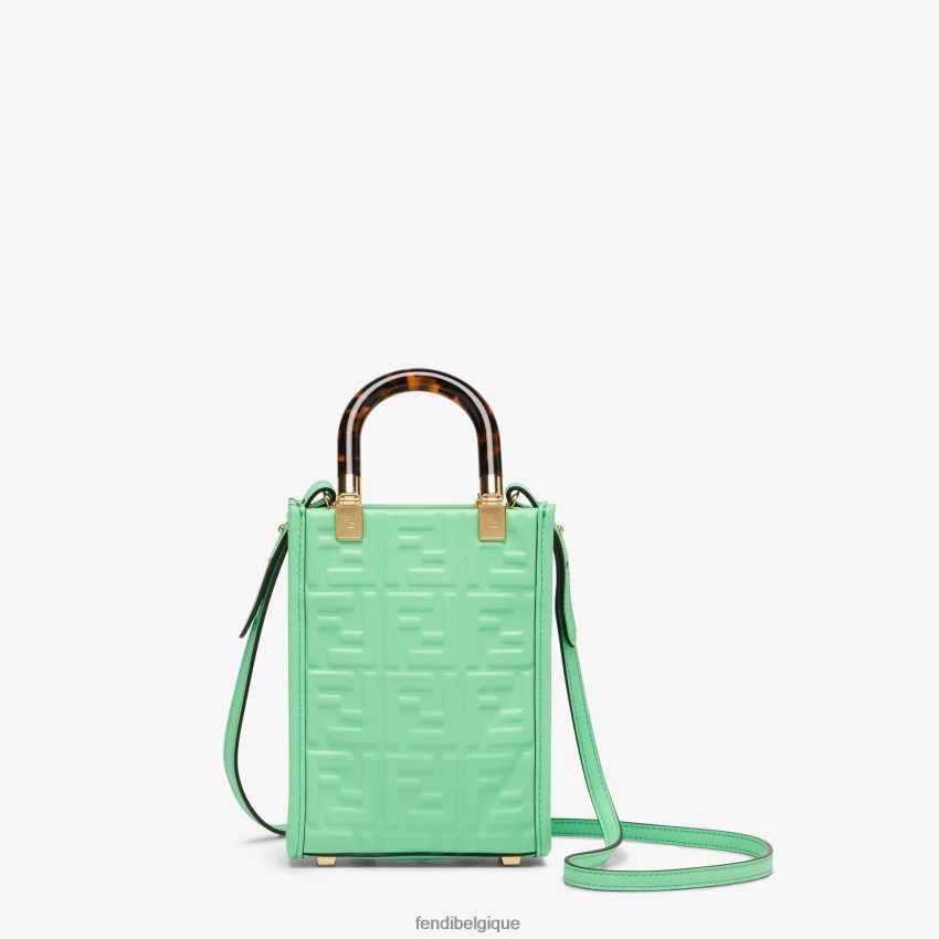 accessoires Fendi mini-sac en cuir avec motif ff vert femmes 8X8J2J727 Fendi Sac