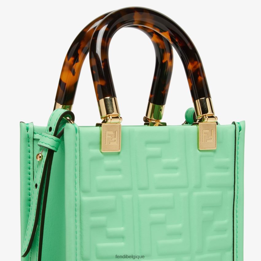 accessoires Fendi mini-sac en cuir avec motif ff vert femmes 8X8J2J727 Fendi Sac