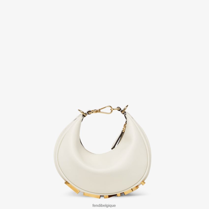 accessoires Fendi mini sac en cuir blanc femmes 8X8J2J572 Fendi Belgique