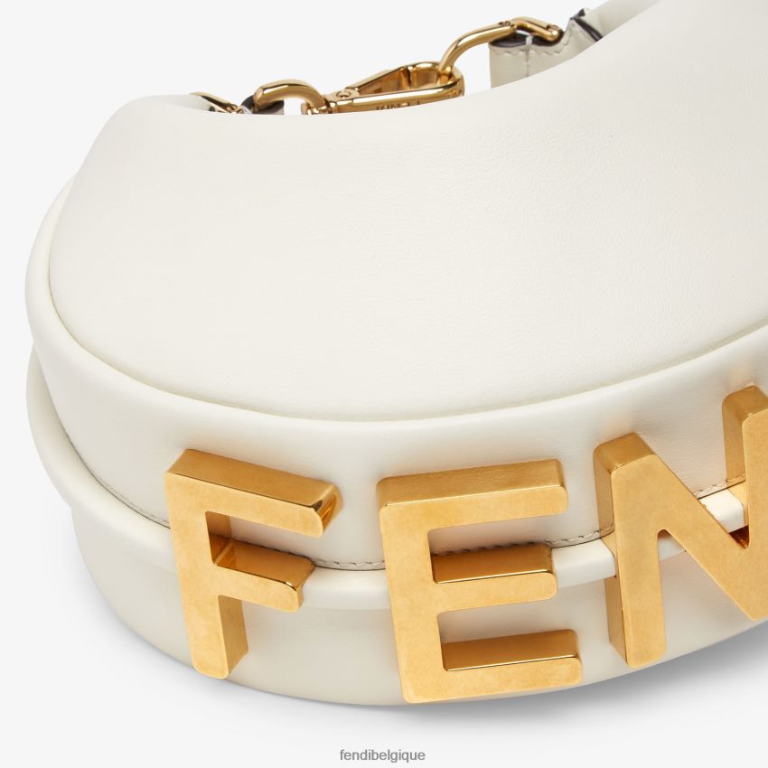 accessoires Fendi mini sac en cuir blanc femmes 8X8J2J572 Fendi Belgique